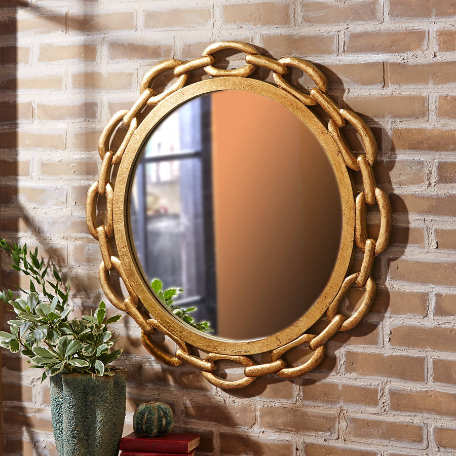 chain link detail gold wall mirror by tommy's home | notonthehighstreet.com