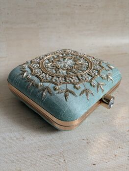 Green Mandala Design Square Clutch, 2 of 12