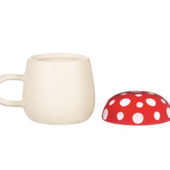 Red Ceramic Mushroom Mug With Lid, 5 of 6