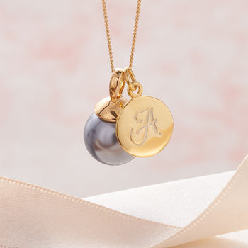 Pearl Necklace In Gold Vermeil With Monogram Charm, 6 of 9