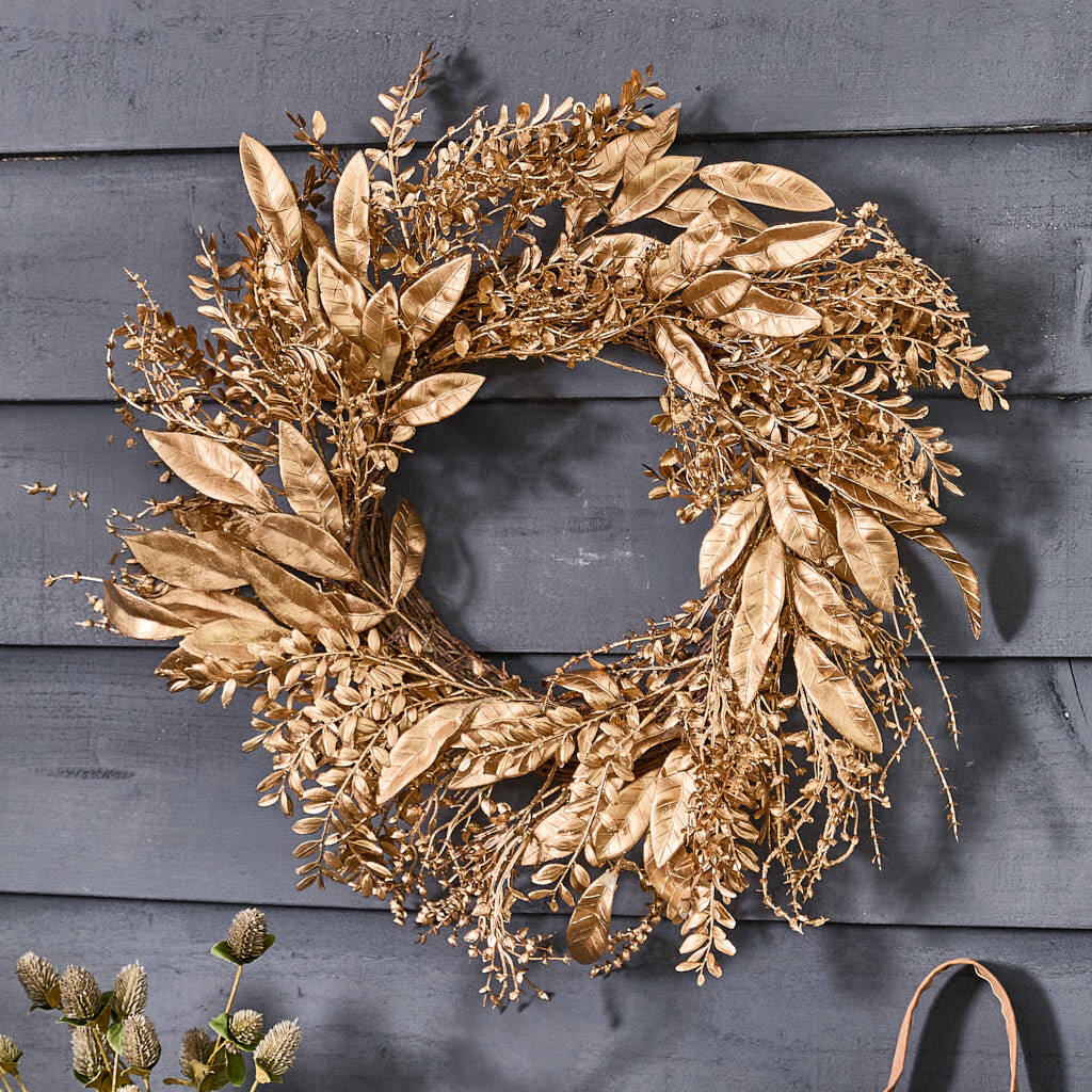 Metallic Magic Champagne Gold Christmas Wreath, 1 of 5