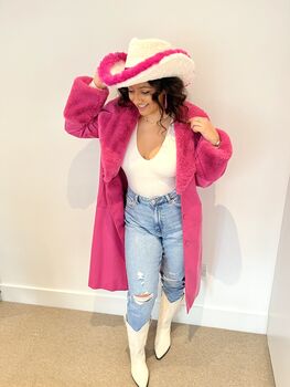 Hot Pink And White Fur Cowboy Hat, 5 of 7