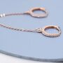 Double Piercing Cz Hoop Earrings With Linking Chain, thumbnail 4 of 8