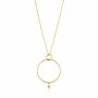 Gold Plated 925 Texture Double Circle Pendant Necklace, thumbnail 1 of 3