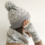 Ladies Lambswool Knitted Bobble Hat Waves Pattern, thumbnail 7 of 9
