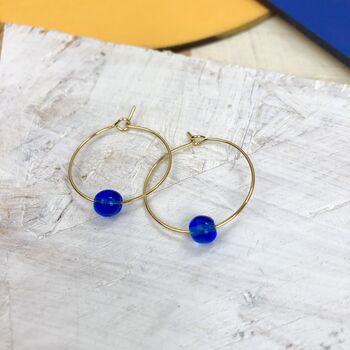 Minimal Glass Coloured Bead Hoop Earrings, 3 of 12