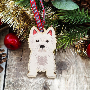 Westie Hanging Wooden Christmas Decoration, 2 of 6