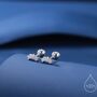 Extra Tiny Curved Bar Cz Screw Back Earrings In Sterling Silver, thumbnail 1 of 12