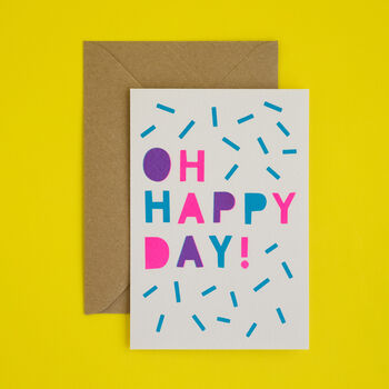 Oh Happy Day! Handmade Card Neon Pink/Blue/Purple, 6 of 7