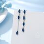 Asymmetric Sapphire Blue Cz Dangle Drop Stud Earrings, thumbnail 1 of 12