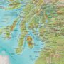 Travel Map Of Scotland Topographic Terrain, thumbnail 3 of 5