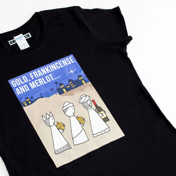 Three Wise Men Funny Wine Christmas T Shirt, 2 of 4