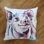 Bright, Fun Percival Piggy, Cotton Canvas Cushion, thumbnail 1 of 3
