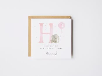 Elephant Happy 2nd Birthday Girl Card *Age Options, 3 of 5