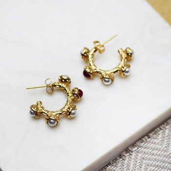 Pearl Stone Hoops, 2 of 4