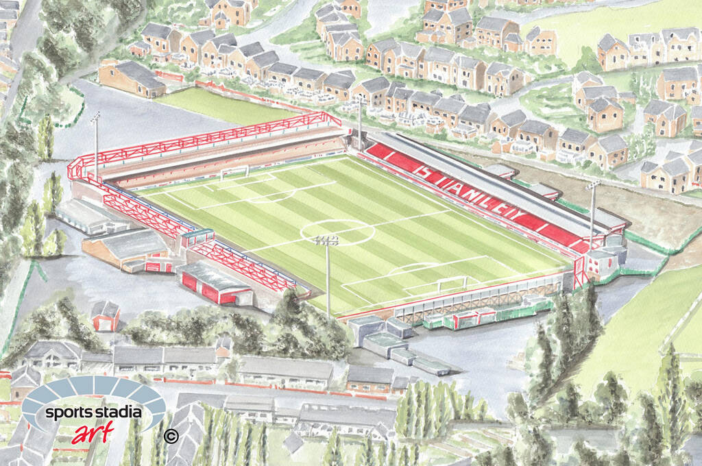 Accrington Stanley Fc Crown Ground Stadium Art Print By Sports Stadia Art