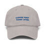 Coffee First Think Later. Cotton Embroidered Cap, thumbnail 1 of 12