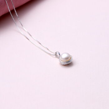 Sterling Silver Wrapped Pearl Necklace, 2 of 2