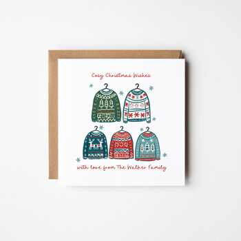 Four/Five/Six Christmas Jumpers Family Christmas Cards Single Card Or 10 Pack, 2 of 3