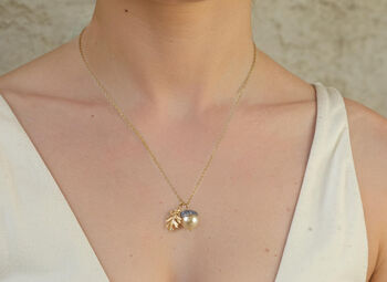 Royal Blue Pearl Gold Acorn Earrings, 4 of 12