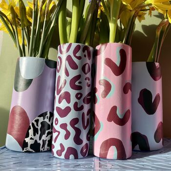 Cow Print Hand Painted Cylinder Vase, 6 of 7