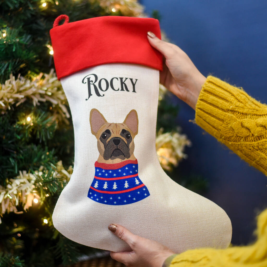 Personalised Dog Christmas Jumper Present Stocking, 1 of 12