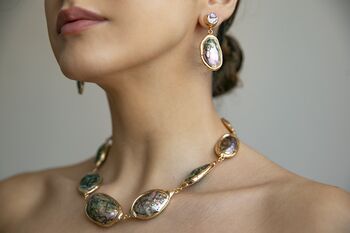 Ula 18 K Gold Plated Abalone Earrings, 3 of 4