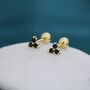 Tiny Black Cz Trio Screw Back Earrings Sterling Silver, thumbnail 3 of 9