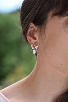 Baroque Pearls And White Zircon Drop Earrings, 7 of 11