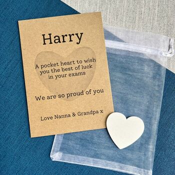 Exams Good Luck Pocket Wooden Heart Card, 3 of 3