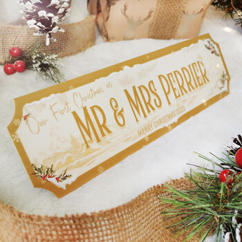 Personalised 'Mr And Mrs First Christmas' Street Sign, 3 of 5