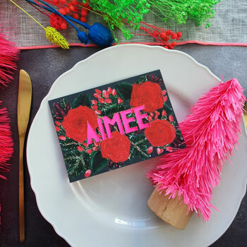 Personalised Neon Floral Place Setting Cards, 5 of 7