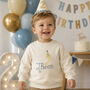 Personalised Birthday Sweatshirt With Embroidered Name And 3D Age Number, thumbnail 1 of 11