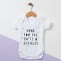 Here For The Sh*Ts And Giggles Baby Grow, thumbnail 4 of 11