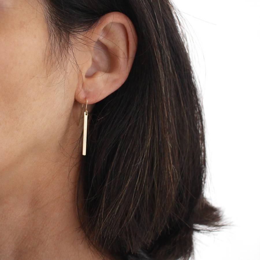 Skinny Gold Bar Earrings By A Box For My Treasure