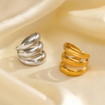 Chunky Triple Dome Adjustable Stacked Wide Band Ring, 4 of 4
