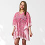 Pink Floral 100% Cotton Beach Kaftan, thumbnail 2 of 5