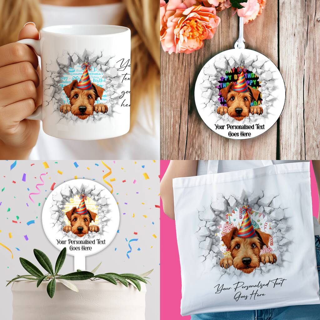 Personalised Irish Terrier Birthday Break Through Dog, 1 of 7