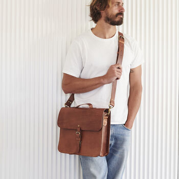 Handmade Leather Laptop Bag With Lifetime Guarantee, 4 of 9