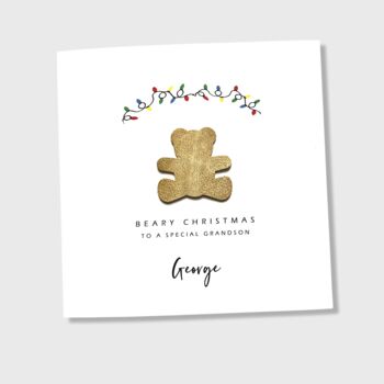 Personalised Beary Christmas Card Grandson Granddaughter, 9 of 11