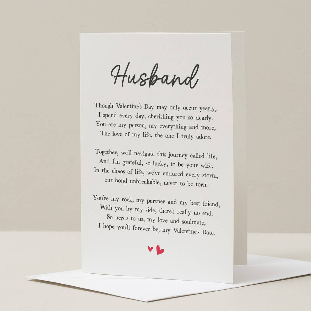 Husband Valentine's Day Poem Card For Him By Twist Stationery
