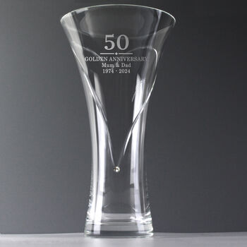 Wedding Anniversary Gift Engraved Crystal Glass Vase, 7 of 11