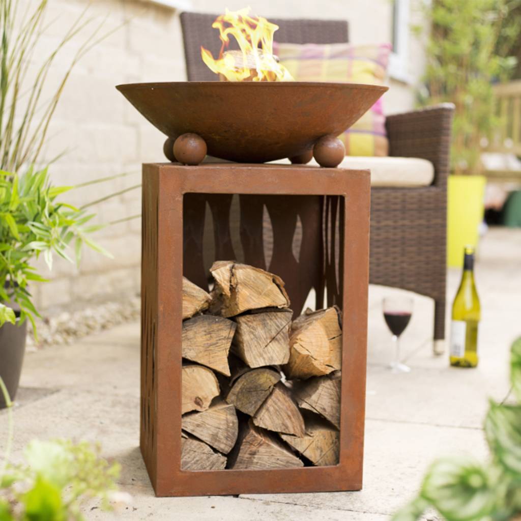 Tall Firepit With Wood Store
