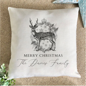 Personalised Christmas Stag Cushion, 2 of 3
