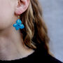 Turquoise Hydrangea Flower Earrings, thumbnail 4 of 10