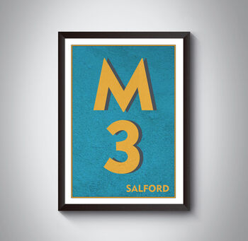 M3 Manchester Typography Postcode Print, 6 of 8