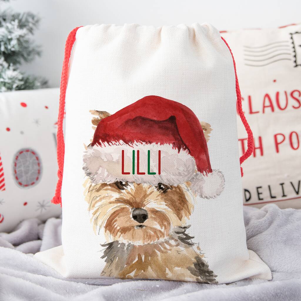 Yorkshire Terrier Dog Christmas Sack By DoodlecardsBoutique