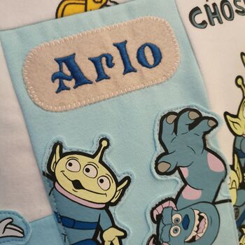 Keepsake Memory Pillow Made From Baby Clothes: Favourite Characters Patchwork Cushion Gift, 7 of 12
