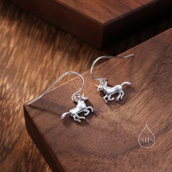Unicorn Drop Hook Earrings In Sterling Silver, 3 of 10