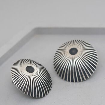 Large Black And Silver Earrings. Geometric Studs, 2 of 10